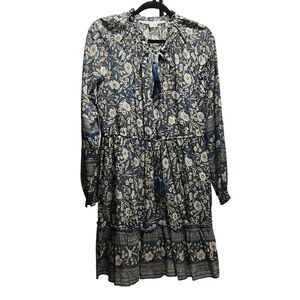 Veronica Beard Women's Blue Tassel Long Sleeve Minidress Size Small